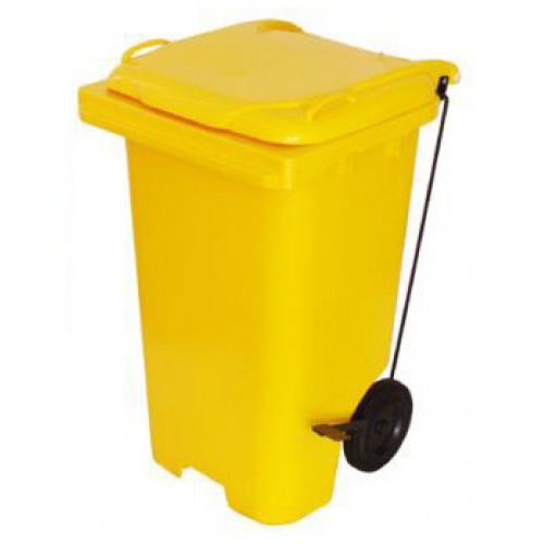 Carrinho Container de Lixo 120Lt´s - Amarelo - com Pedal Lateral