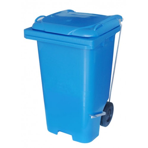 Carrinho Container de Lixo 120Lt´s - Azul - Com Pedal Lateral