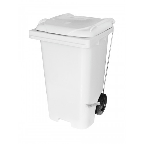 Carrinho Container de Lixo 120Lt´s - Branco - Com Pedal