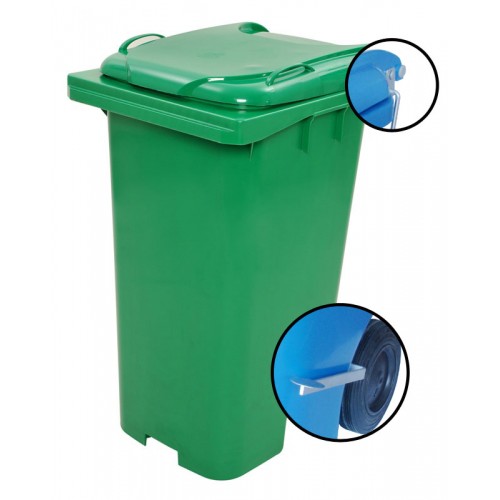 Carrinho Container de Lixo 240Lt´s - Verde com Pedal Lateral e Rodas Reforçadas